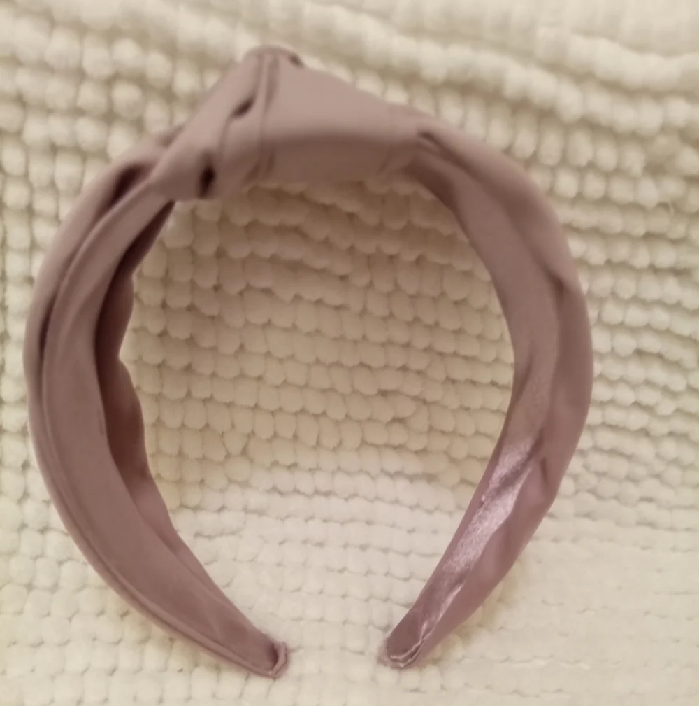 Dusty Rose / Mauve Satin Knotted Top Wide Headband